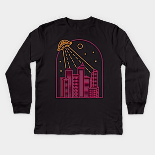 Ufo Attack 1 Kids Long Sleeve T-Shirt